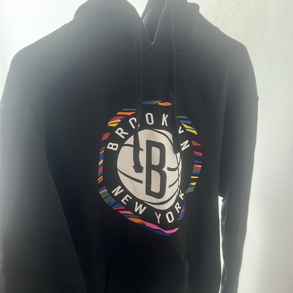 Brooklyn Nets New York NBA Black Hoodie Medium Mens Hoodie Basketball New Era - Picture 10 of 16